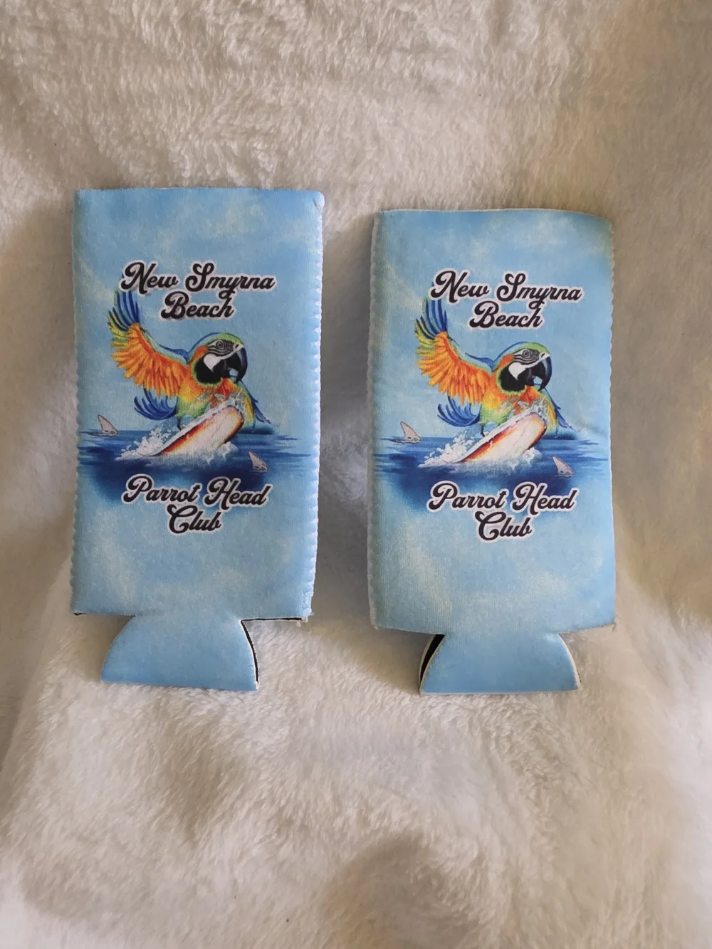 New Smyrna Beach Parrot Head Club Can Coolers - Blue
